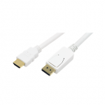 Laidas Logilink CV0055 HDMI male, Display port male, 2 m, balta sp.
