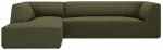 Kampinė sofa Micadoni Home Ruby 4 Seats, tamsiai žalia sp./žalia sp., kairinė, 273 x 180 cm x 69 cm