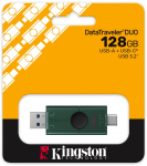 USB atmintinė Kingston DataTraveler Duo, juoda sp./žalia sp., 128 GB