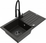 Plautuvė su virtuviniu mai&scaron;ytuvu Mexen Pablo Aster, granitas, 75.2 cm x 43.6 cm x 16.1 cm, metallic black / gold sp.