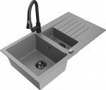 Plautuvė su virtuviniu mai&scaron;ytuvu Mexen Matias, granitas, 90 cm x 50.5 cm x 20 cm, juoda sp./pilka sp.