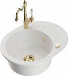 Plautuvė su virtuviniu mai&scaron;ytuvu Mexen Kevin Carla, granitas, 58.6 cm x 45.8 cm x 19 cm, aukso sp./balta sp.