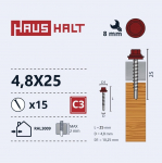Savisriegis Haushalt, 4.8 mm x 25 mm, 15 vnt.