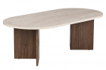 Kavos staliukas Nordure Sable, rie&scaron;uto sp./travertine sp., 60 cm x 119 cm x 40 cm