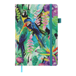 Užra&scaron;ų knygelė Zibi Exotic Parrots, langeliais, A5, žalia sp./įvairių spalvų