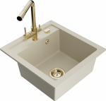 Plautuvė su virtuviniu mai&scaron;ytuvu Mexen Vito, derva/granitas, 49 cm x 52 cm x 21 cm, aukso sp./rusva sp.