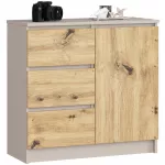 Komoda Akord Jerry K80, ąžuolo sp./ka&scaron;myro sp., 77 cm x 80 cm x 35 cm