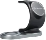 Telefono įkroviklis Forcell 3-in-1, USB-C female/3 x Qi Wireless, juoda sp., 15 W
