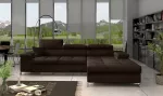 Kampinė sofa Ricardo Monolith 29, tamsiai ruda sp., de&scaron;ininė, 205 x 280 cm x 90 cm