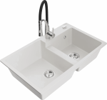 Plautuvė su virtuviniu mai&scaron;ytuvu Mexen Tomas, granitas, 80 cm x 50 cm x 19 cm, balta sp./juoda sp./chromo sp.