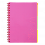 Sąsiuvinis matematikos/fizikos/chemijos Zibi Neon, langeliais, A4, 120 lapų, Rožinė sp.