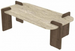 Kavos staliukas Kalune Design Leapiri, rie&scaron;uto sp./travertine sp., 60 cm x 120 cm x 40 cm