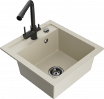 Plautuvė su virtuviniu mai&scaron;ytuvu Mexen Vito, derva/granitas, 49 cm x 52 cm x 21 cm, juoda sp./rusva sp.