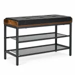 Suoliukas su batų lentyna ModernHome Loft LT1, ruda sp./juoda sp., 80 cm x 30 cm x 50 cm