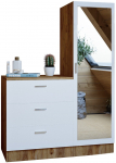 Spintelė Kalune Design Multi Purpose CC6-AW, balta sp./medžio sp., 47 cm x 100 cm x 140 cm, su veidrodžiu