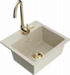 Virtuvinė plautuvė Mexen Milo 6505-69-670200-50, granitas, 43.5 cm x 41 cm x 17.1 cm, aukso sp./smėlio sp.