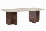 Kavos staliukas Nordure Akira, rie&scaron;uto sp./travertine sp., 60 cm x 120 cm x 41 cm