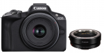 Sisteminis fotoaparatas Canon EOS R50 + RF-S 18-45mm f/4.5-6.3 IS STM + EF-EOS R Mount Adapter, juoda sp.