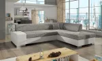 Kampinė sofa Porto Berlin 01, Soft 17, balta sp./pilka sp., de&scaron;ininė, 217 x 278 cm x 74 cm