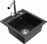 Plautuvė su virtuviniu mai&scaron;ytuvu Mexen Vito, derva/granitas, 49 cm x 52 cm x 21 cm, aukso sp./juoda sp./chromo sp.