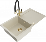 Plautuvė su virtuviniu mai&scaron;ytuvu Mexen Leo, granitas, 90 cm x 50 cm x 19 cm, aukso sp./juoda sp./rusva sp.