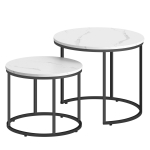 Kavos staliukų komplektas Leobert, balta sp./juoda sp., 43 - 53 cm x 53 cm x 35 - 45 cm, 2 vnt.