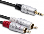 Laidas Qoltec 2xRCA to Mini Jack 3.5mm 52339 RCA male x 2, Mini Jack male, 1 m, juoda sp.