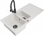 Plautuvė su virtuviniu mai&scaron;ytuvu Mexen Andres, granitas, 100 cm x 50 cm x 20 cm, balta sp./juoda sp.