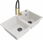 Plautuvė su virtuviniu mai&scaron;ytuvu Mexen Tomas, granitas, 80 cm x 50 cm x 19 cm, aukso sp./balta sp./sidabro sp.