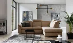 Kampinė sofa Loreto Dora 21, &scaron;viesiai ruda sp., de&scaron;ininė, 210 x 260 cm x 102 cm