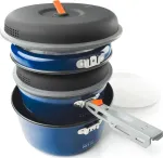 Turistinių indų rinkinys GSI Outdoors Bugaboo, keramika/nailonas/silikonas, 23 cm, 5 l, juoda sp./mėlyna sp.