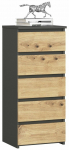 Komoda Akord CL5, ąžuolo sp./grafito sp., 95 cm x 35 cm x 40 cm
