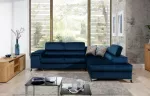 Kampinė sofa Eridano Monolith 77, tamsiai mėlyna sp., de&scaron;ininė, 202 x 275 cm x 90 cm