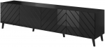 TV staliukas Cama Meble Abeto Glossy, juoda sp., 42 cm x 200 cm x 52 cm