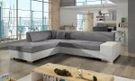 Kampinė sofa Porto Sawana 21, Soft 17, balta sp./pilka sp., kairinė, 217 x 278 cm x 74 cm