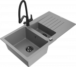 Plautuvė su virtuviniu mai&scaron;ytuvu Mexen Matias, granitas, 90 cm x 50.5 cm x 20 cm, juoda sp./pilka sp.