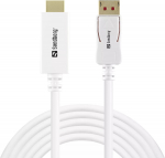 Kabelis Sandberg DisplayPort 1.4 - HDMI 4K@60Hz 509-16 DisplayPort 1.4, HDMI, 2 m, balta sp.