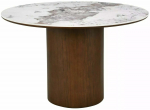 Valgomojo stalas Rondo, balta sp./rie&scaron;uto sp./ruda sp., 120 cm x 120 cm x 76 cm