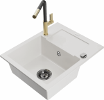 Plautuvė su virtuviniu mai&scaron;ytuvu Mexen Enzo, derva/granitas, 57.6 cm x 46.5 cm x 17.4 cm, balta sp.