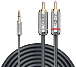 Kabelis Lindy 3.5mm - 2 x RCA 35334 3.5 mm male, 2 x RCA male, 2 m, juoda sp.