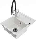 Plautuvė su virtuviniu mai&scaron;ytuvu Mexen Enzo, derva/granitas, 57.6 cm x 46.5 cm x 17.4 cm, balta