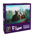 Dėlionė Brain Games Flow Cat, Dog, Capibara, Bird, Lemur on the Boat, 68.2 cm x 48.2 cm, 1000 vnt.