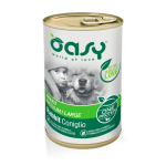 Oasy Adult Medium & Large Rabbit vieno baltymo konservai su triu&scaron;iena &scaron;unims, 400 g