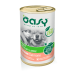 Oasy Adult Medium & Large Salmon vieno baltymo konservai su la&scaron;i&scaron;a &scaron;unims, 400 g