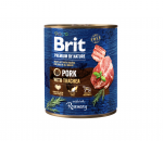 Brit Premium by Nature mėsos pa&scaron;tetas su kiauliena ir trachėjomis &scaron;unims, 800 g