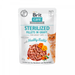 Brit Care Cat Sterilized Fillets in Gravy Healthy Rabbit konservai su triu&scaron;iena sterilizuotoms katėms, 85 g
