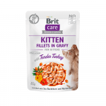 Brit Care Kitten Fillets in Gravy Turkey konservai su kalakutiena kačiukams, 85 g