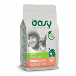Oasy Adult Mini Salmon sausas maistas su la&scaron;i&scaron;a &scaron;unims, 2.5 kg