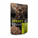 Leonardo Pulled Beef konservai su kalakutiena ir plė&scaron;yta jautiena katėms, 70 g