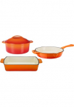 GSW Puodų rinkinys &raquo;Orange Shadow&laquo; rinkinys 1x Puodas &Oslash; 24 cm 1x Keptuvė &Oslash; 26 cm 1 kepimo forma 35x 21 cm 4 Stk. dalys Gusseisen